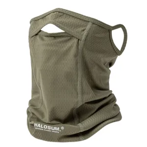 2 Pcs | Army Green | UV Protection Breathable Cycling Face Mask with Ear Hooks | Summer Ice Silk Neck Gaiter | for Men and Women