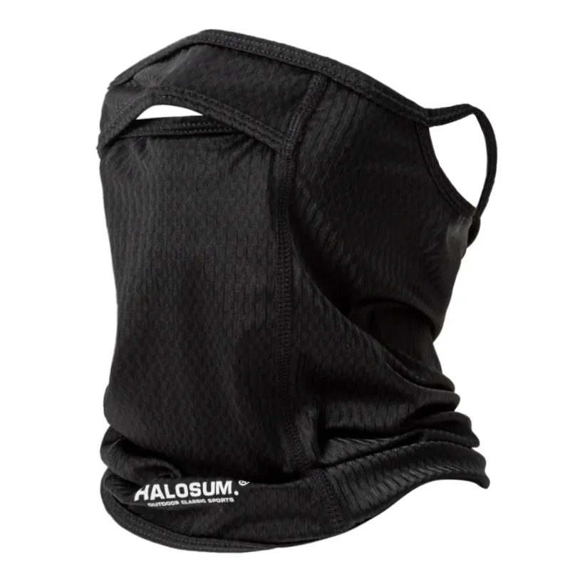 2 Pcs | Black | UV Protection Breathable Cycling Face Mask with Ear Hooks | Summer Ice Silk Neck Gaiter | for Men and Women