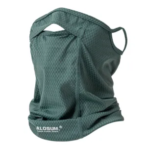 2 Pcs | Green | UV Protection Breathable Cycling Face Mask with Ear Hooks | Summer Ice Silk Neck Gaiter | for Men and Women
