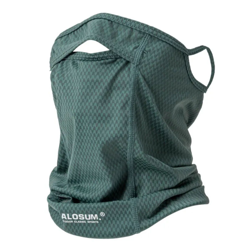 2 Pcs | Green | UV Protection Breathable Cycling Face Mask with Ear Hooks | Summer Ice Silk Neck Gaiter | for Men and Women