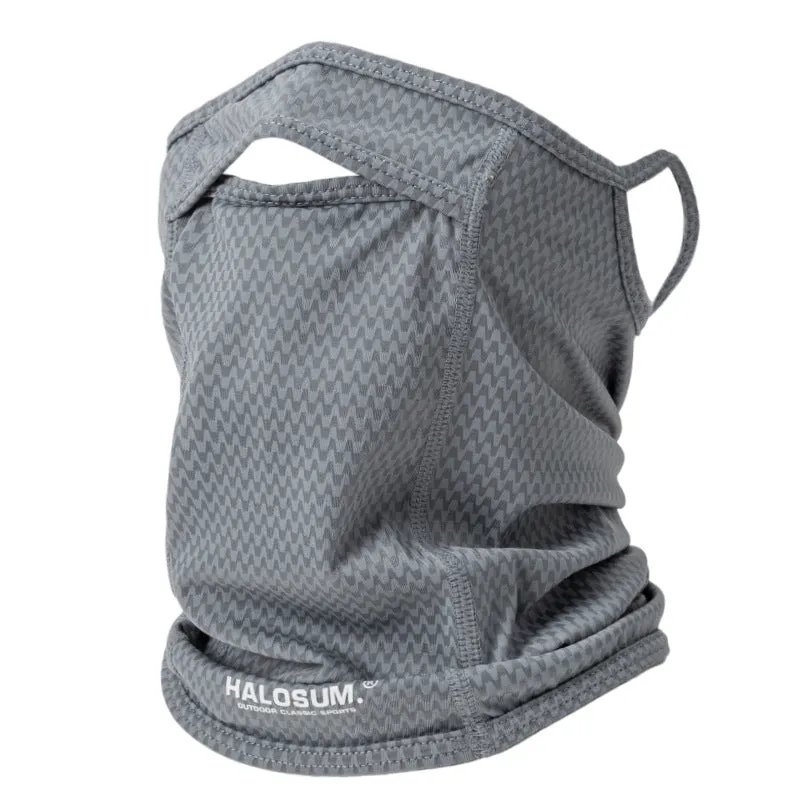 2 Pcs | Grey | UV Protection Breathable Cycling Face Mask with Ear Hooks | Summer Ice Silk Neck Gaiter | for Men and Women