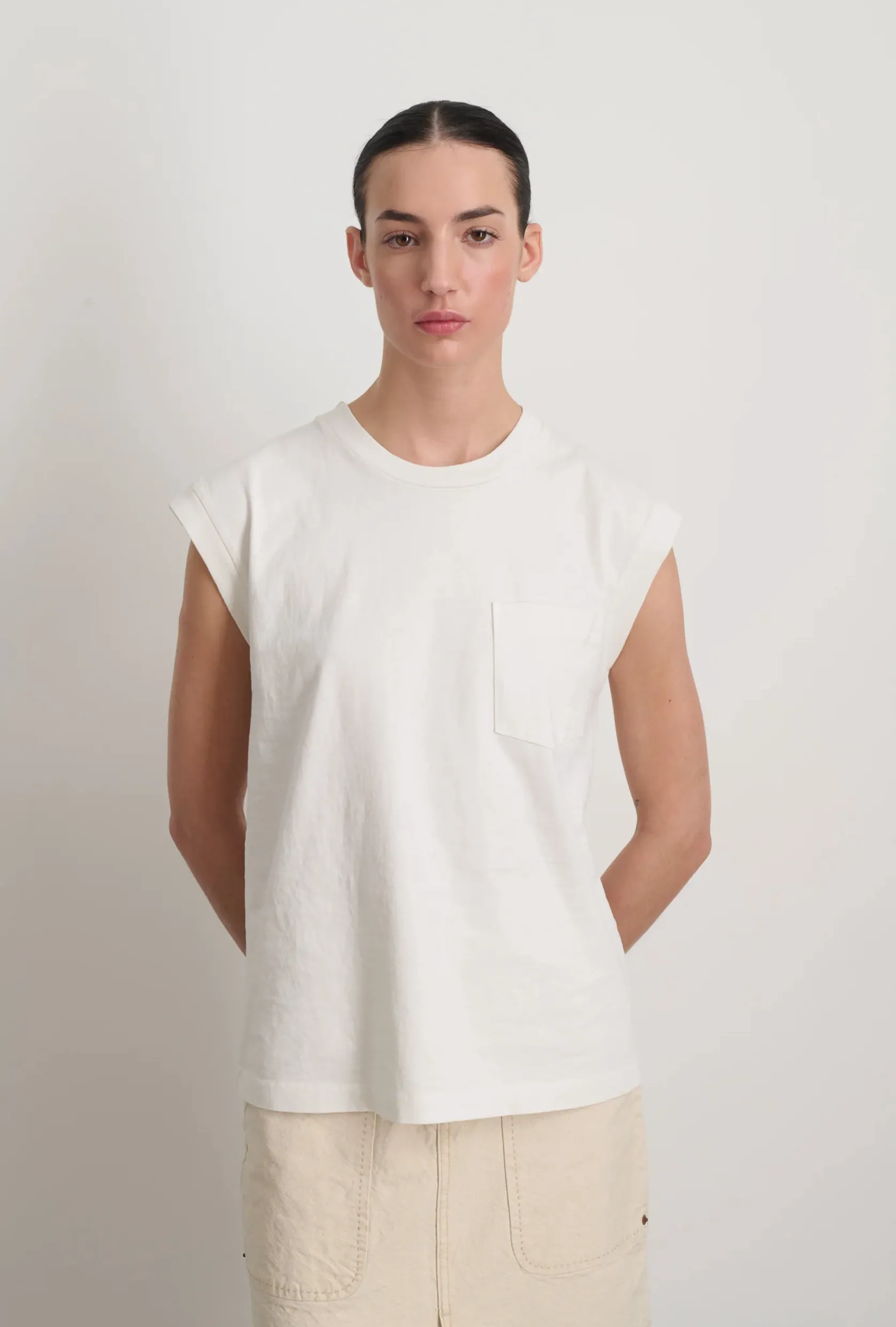 B Sides Pocket Tank Snow White