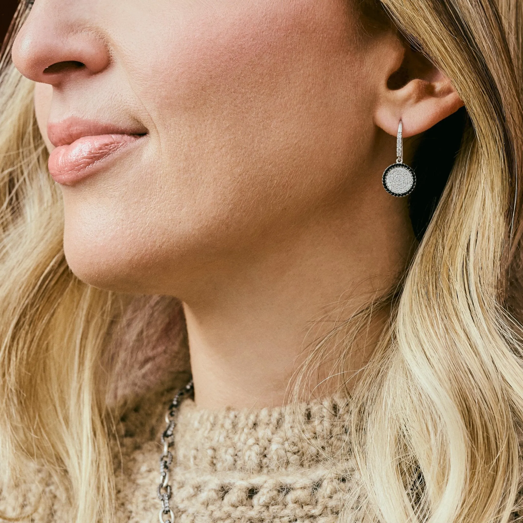 Industrial Finish Pavé Grit Fish Hook Earrings