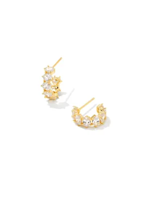 Kendra Scott Cailin Crystal Huggie Earrings in White Crystal