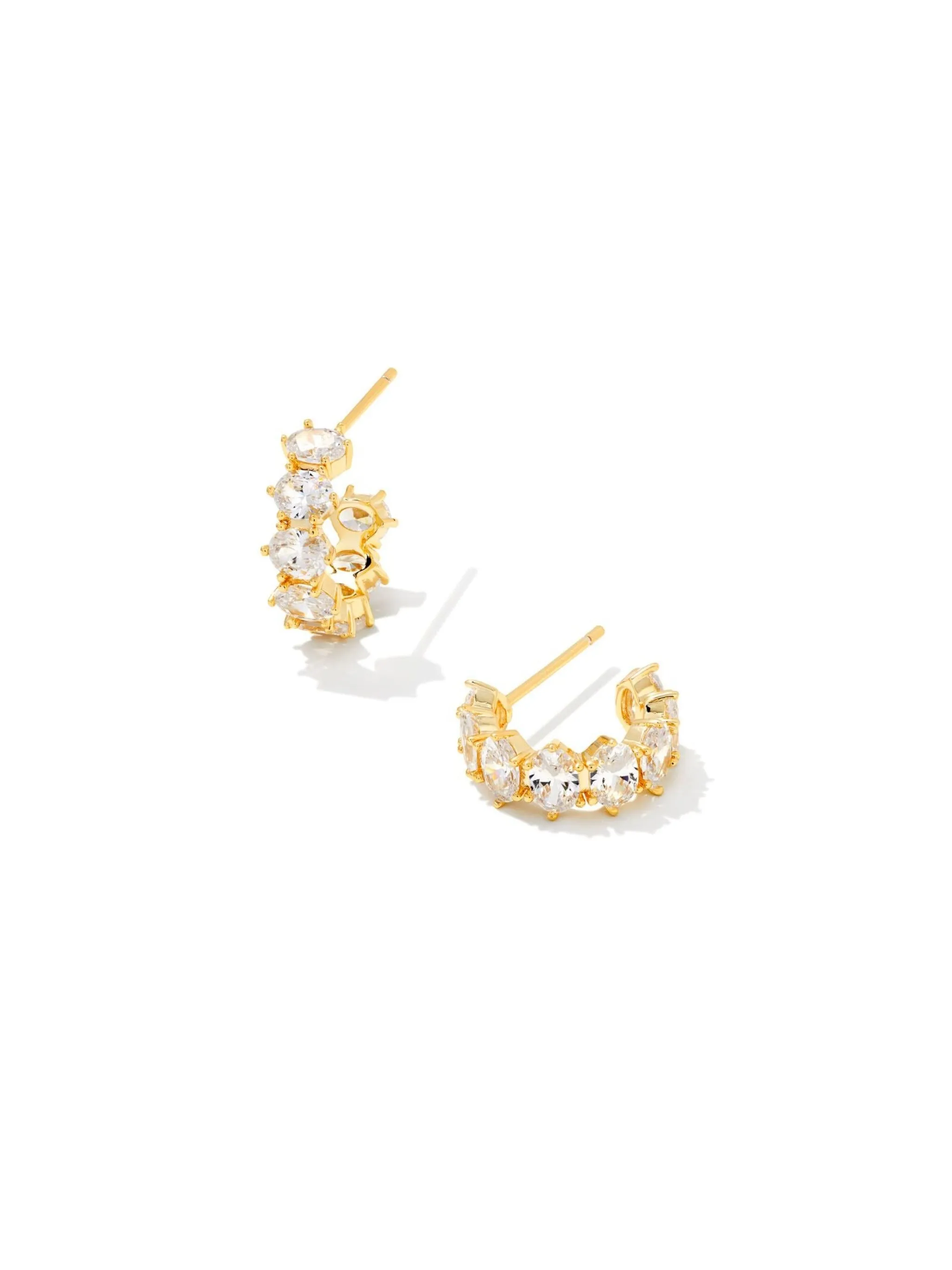 Kendra Scott Cailin Crystal Huggie Earrings in White Crystal