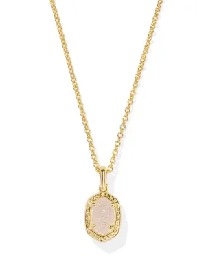 Kendra Scott Daphne Pave Frame Pendant Necklace - Gold Iridescent  Drusy
