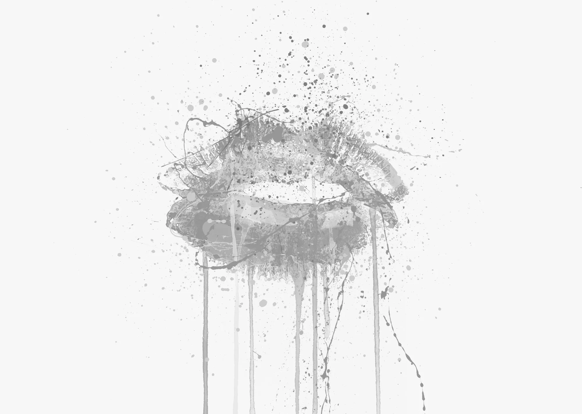 Kinda Sexy' Lips Wall Art Print (Grey Edition Horizontal)