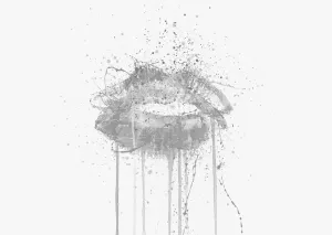 Kinda Sexy' Lips Wall Art Print (Grey Edition Horizontal)