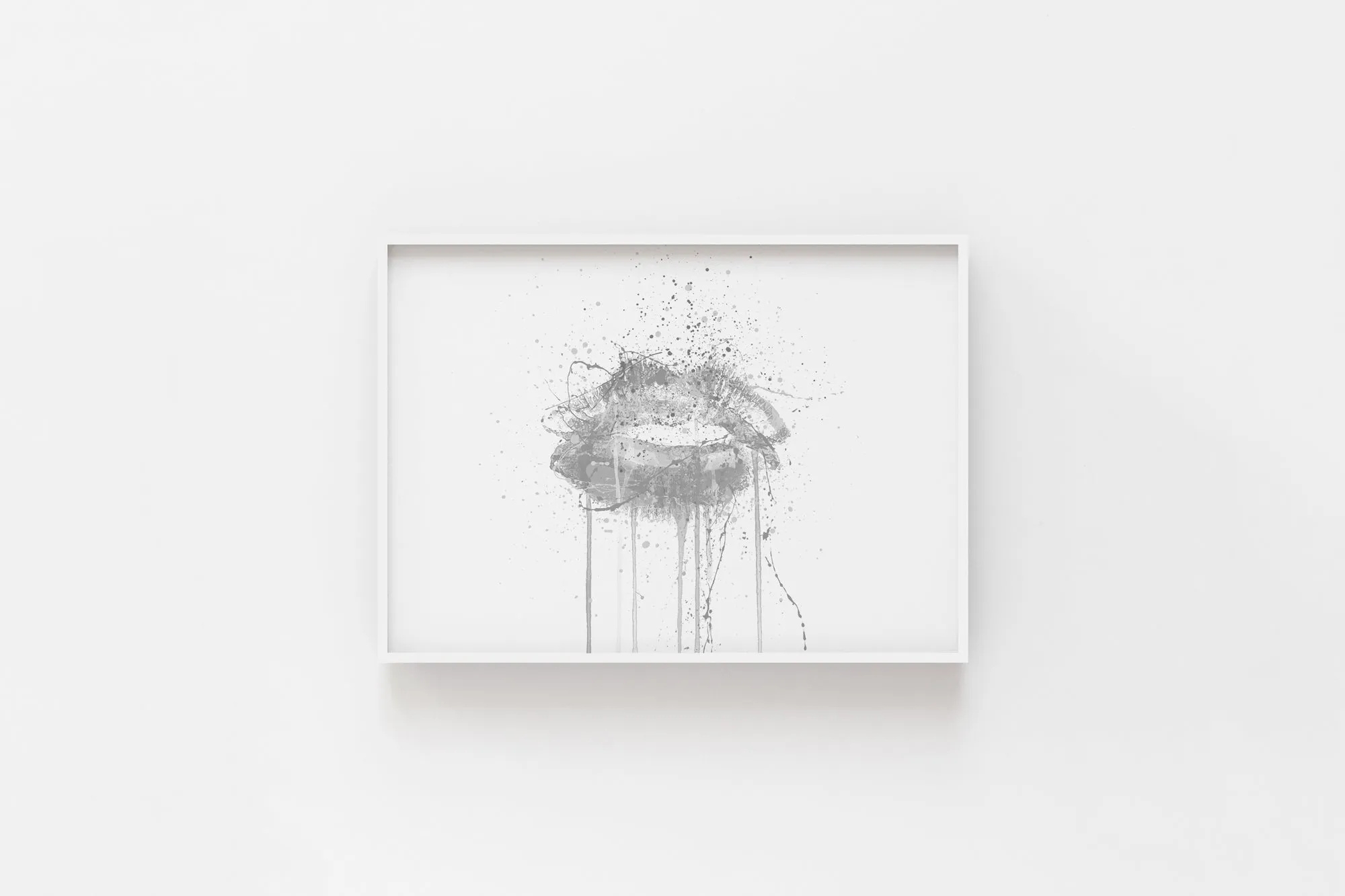 Kinda Sexy' Lips Wall Art Print (Grey Edition Horizontal)