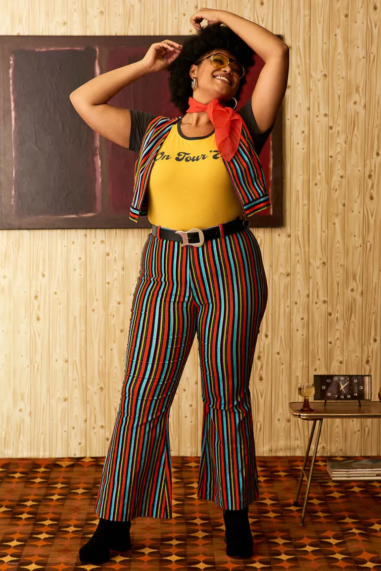 Miss Demeanor Glam Striped Zip Flares
