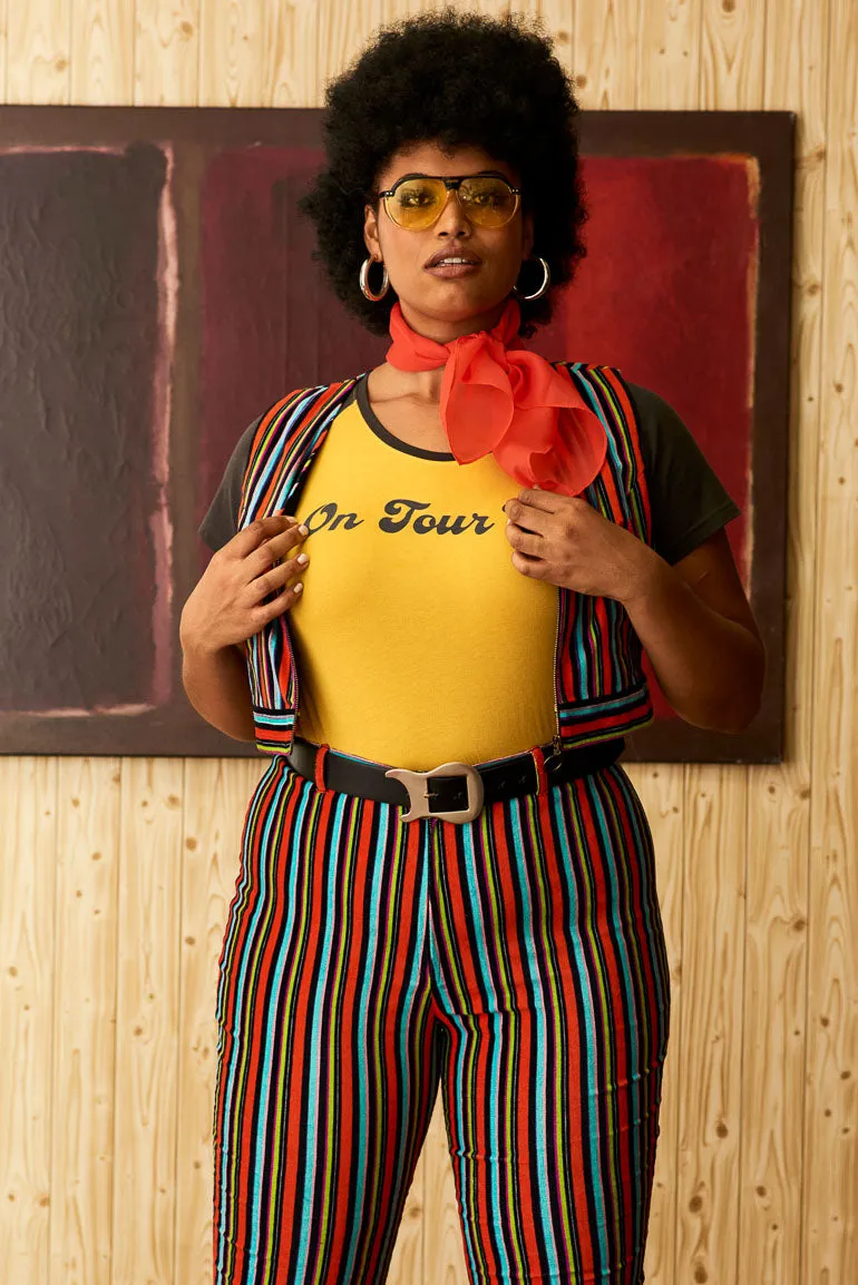 Miss Demeanor Glam Striped Zip Flares