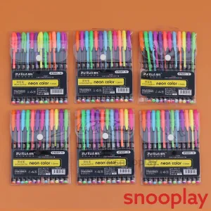 Pack of 6 Neon Colors Highlighter 1.0 mm Pen Set (Each Set Contains 12 Pens) | Return Gifts and Party Favours