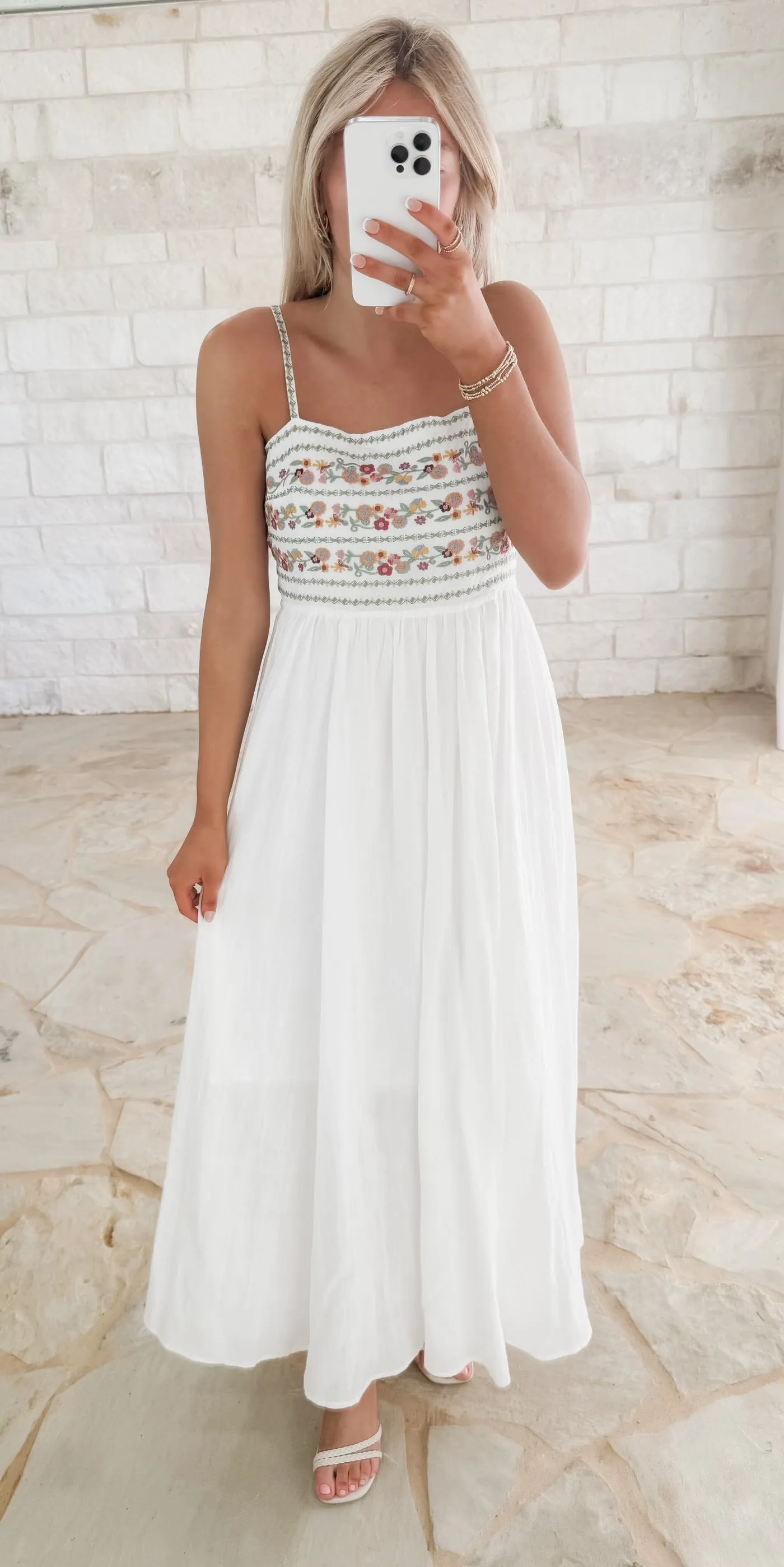 Radiant Glow Embroidery Maxi