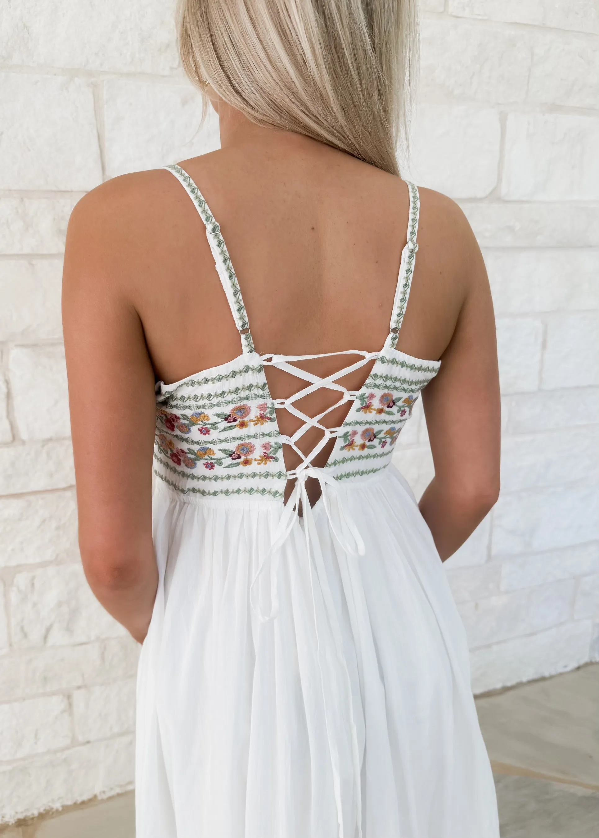 Radiant Glow Embroidery Maxi