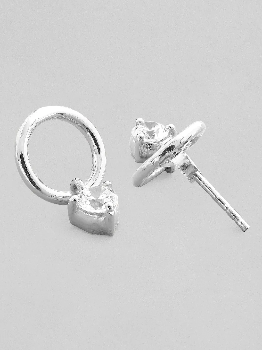Rubans 925 Silver Never Ending Diamond Loop Drop Earrings.