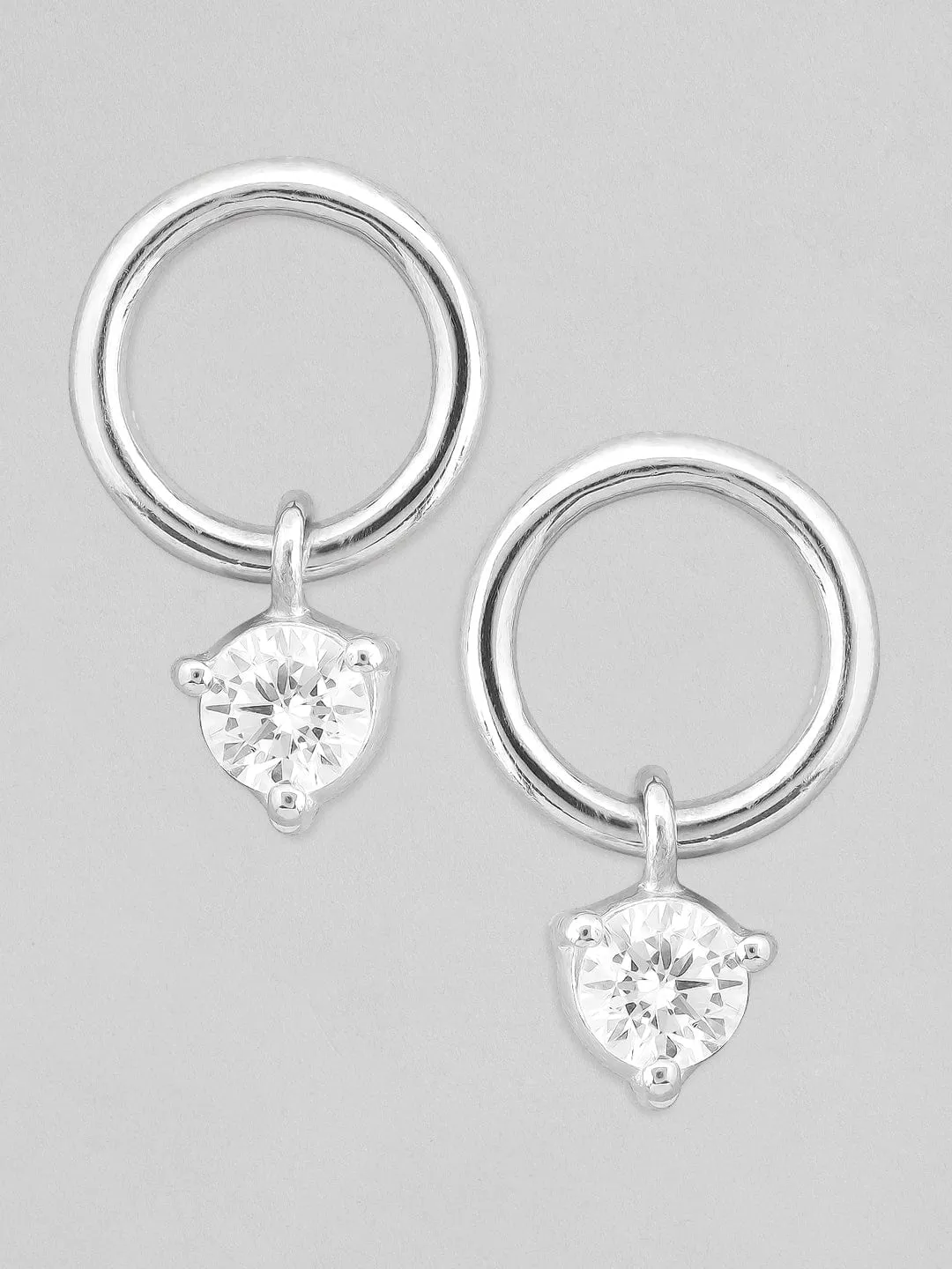 Rubans 925 Silver Never Ending Diamond Loop Drop Earrings.